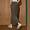 Coolhut High-Waisted Casual Plaid Wide-Leg Pants for Women, Retro Design, Simple and Elegant, 2025 Summer Casual Pants