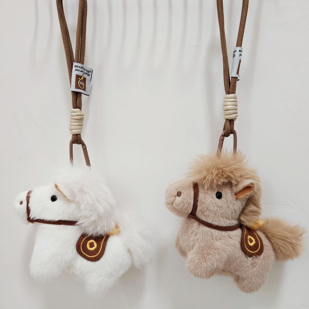 Cute Student Bag Pendant Keychains Year of the Horse Mascot Get Rich Immediately Plush Pony Stuffed Toy Bag Charm