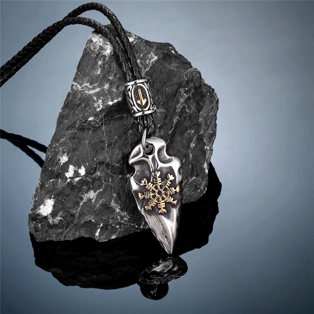 Копье из скандинавской мифологии, Gungnir, щит викингов, ожерелья, мужской амулет из нержавеющей стали для самообороны, руна Vegvisir, скандинавские украшения