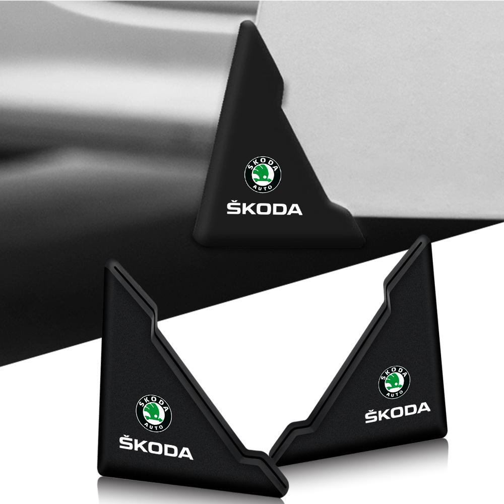 2 шт. Наклейки-уголки на двери автомобиля Защита от царапин Для Skoda Rapid Fabia Octavia Roomster Yeti Superb Citigo RS Felicia