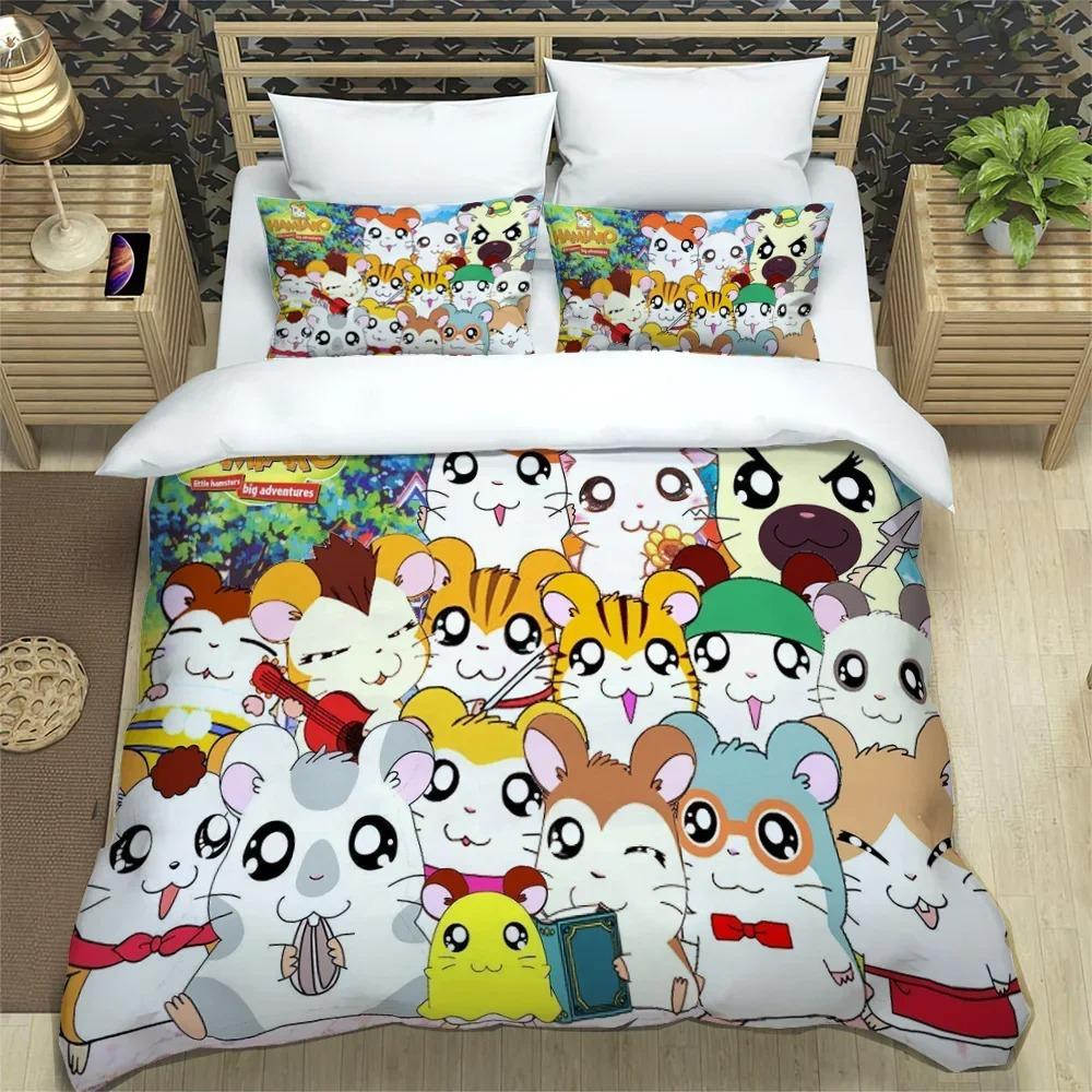 3D Printing Cartoon Lovely Hamtaro Bedding Set Duvet Cover Pillow Set Birthday Gift Boys Quilt Cover Bedding Home Textiles