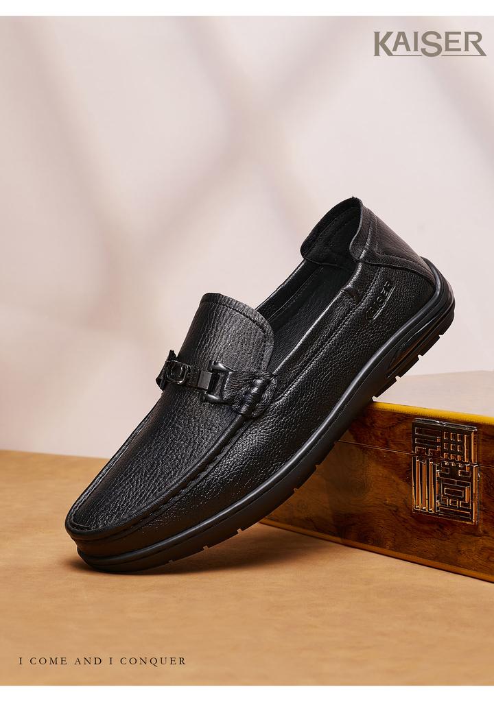 Caesar genuine leather bean shoes men's 2026 new sheepskin official one foot kick Le Fu shoes men's casual leather shoes soft