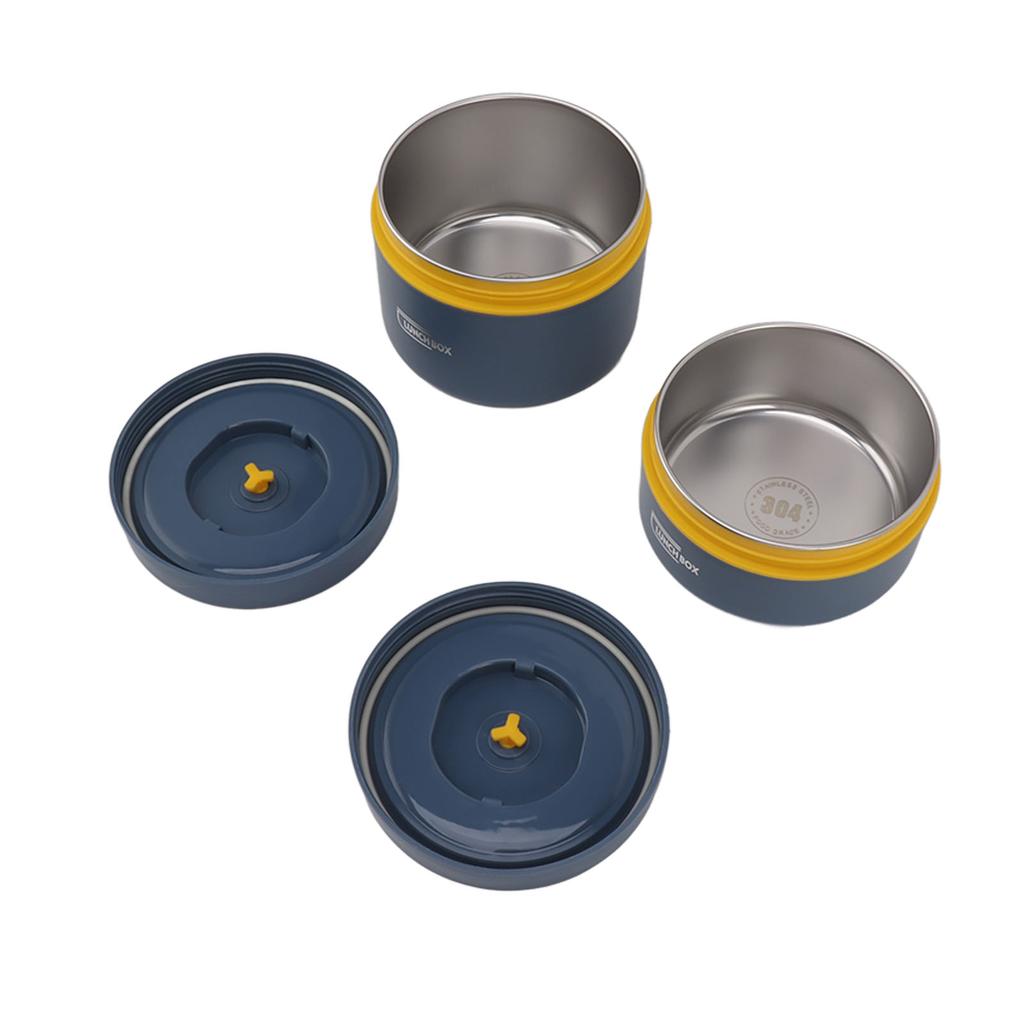 Bento Lunch Box Round with Lid Bag Leakage Proof Stainless Steel Safe Large Capacity Easy Clean