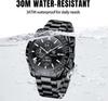 Benyar Men's Chronograph Analog Watch 30M Water Resistant Business Stylish Formal Leather Band Silver Black Quartz Gift