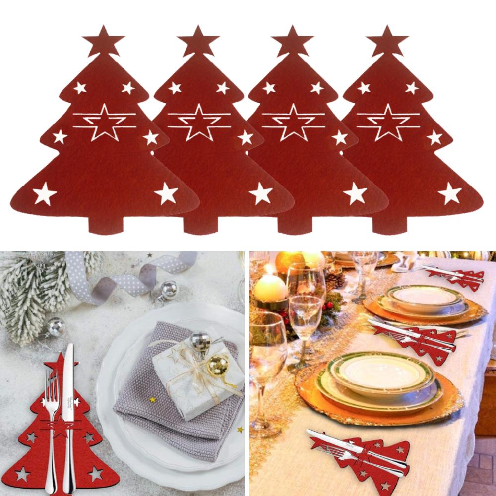 Рождественские украшения для стола, посуда, органайзер, подушечки, рождественский нож, держатель для вилок, сумки для столовых приборов