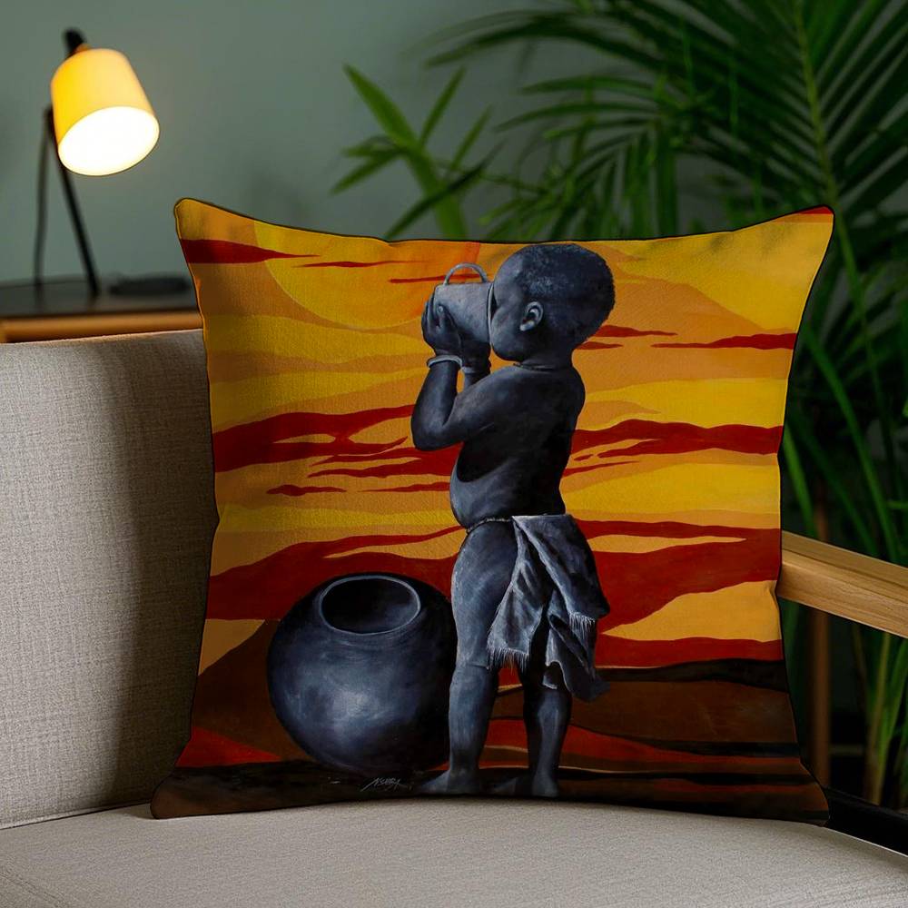 Abstract Painting African Living Pillow Case Anti-dustmite Invisible Zipper Sofa Bed