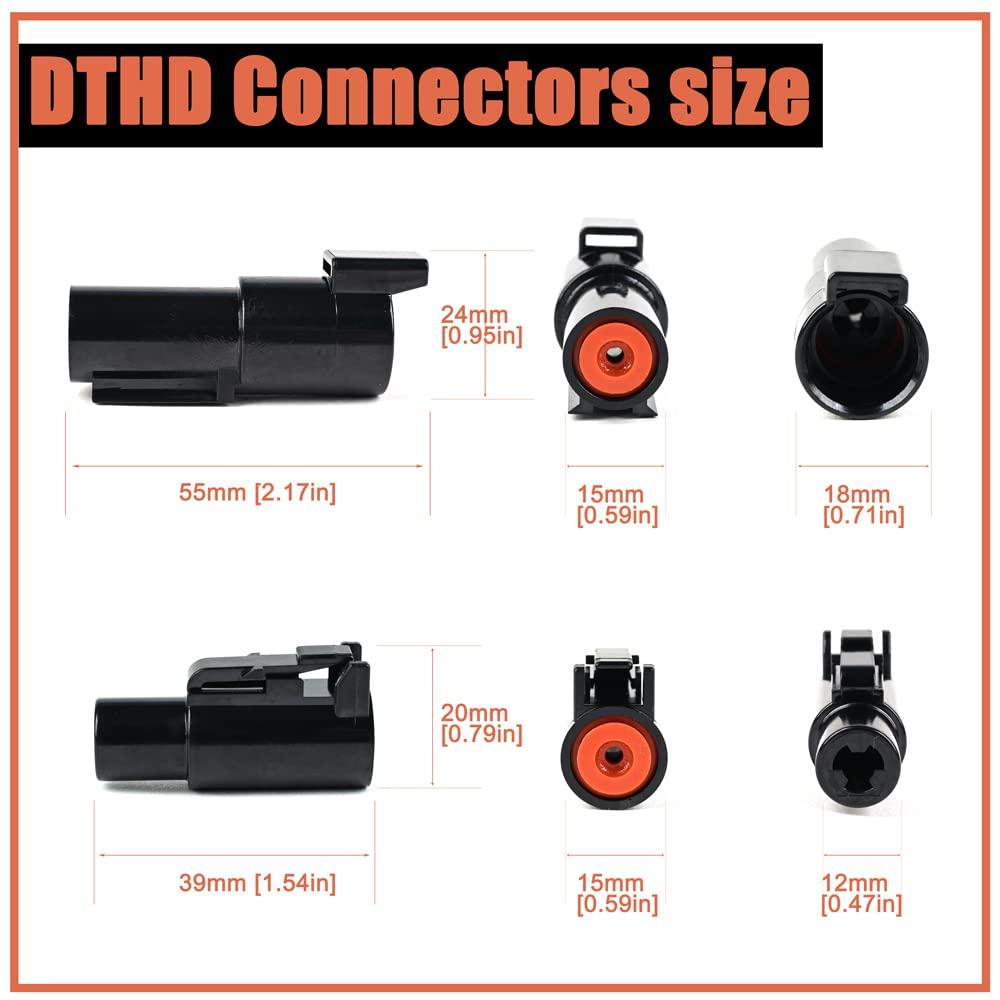 JRready ST6286 1 Pin DTHD Connector 4 Sets,IP67 Waterproof Single Terminal Connectors For Heavy-Duty Applications,Contact Size 12 Crimp Wire Gauge