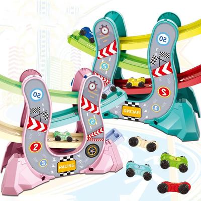 Ramp Racer Игрушечный автомобильный набор Гоночная трасса Слайд Скользящие машинки 4 уровня Монтессори-образование для малышей Малышей Забавная игрушка в подарок