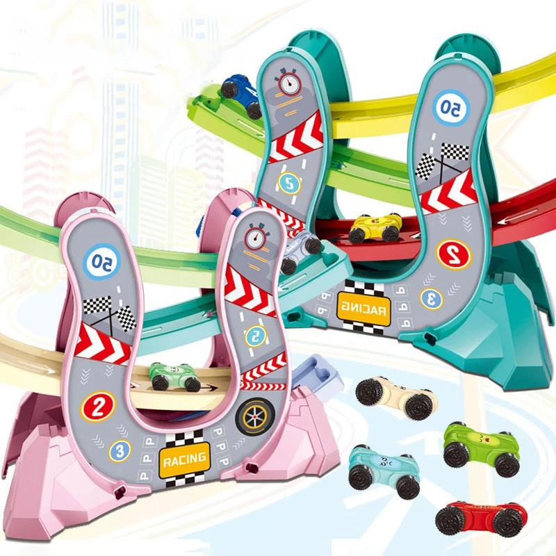 Ramp Rar Toy Vehicle Set Ra Track Slide Gliding Cars 4 Levels Montessori Education for Toddler Baby Kid Funny Toy Gift