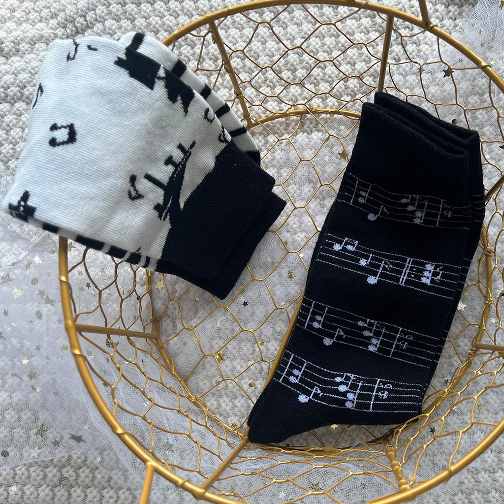 1 пара унисекс носков с принтом фортепианных носков, креативные удобные носки средней длины, подходят для всех сезонов