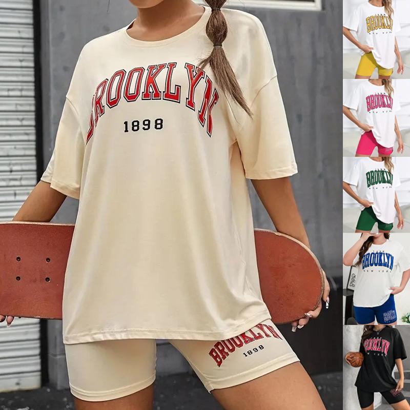 Summer Ladies Two-Piece Fashion Pajamas Loose Tight Pajama Shorts Slim Drop-Shoulder Models Casual Pajamas Homewear Set