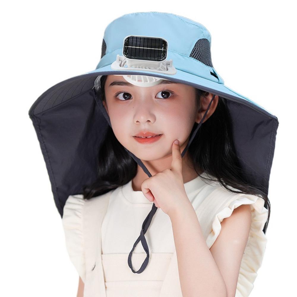 USB Charging Children's Solar Fan Hat Waterproof Sunshade Fan Cap Portable Summer Cooling Hat  Boys