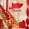 Wedding Stair Handrail Décor: Double Happiness Pull Flowers Set for Boy's and Girl's Side