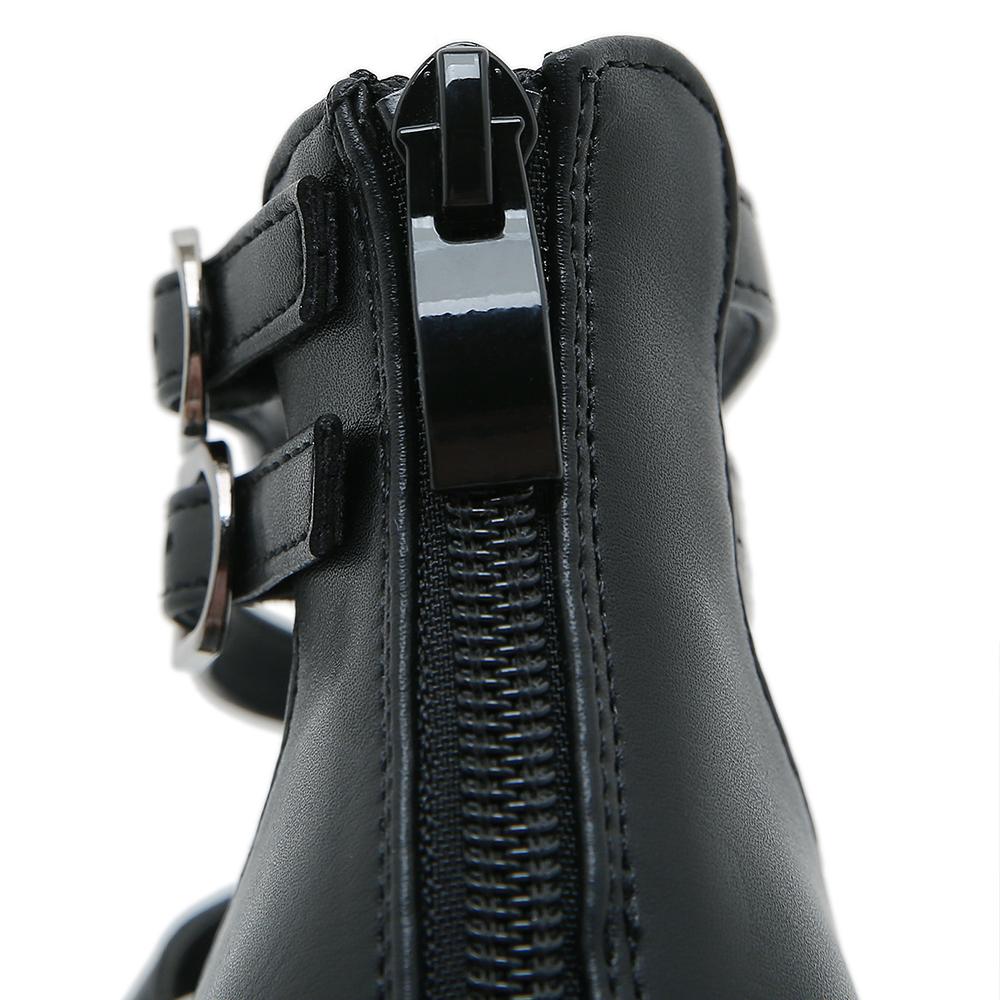 Gdgydh Женские туфли на блочном каблуке, готический стиль, туфли-лодочки на платформе с закрытым носком, пряжкой и ремешком, молния сзади, однотонные туфли на каблуке