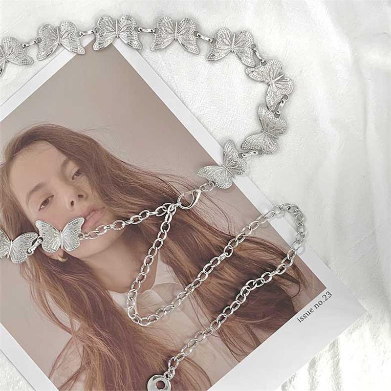 Y2K Butterfly Tassel Metal Waist Chain Single Layer Body Chain Women'S Party Jewelry Gift