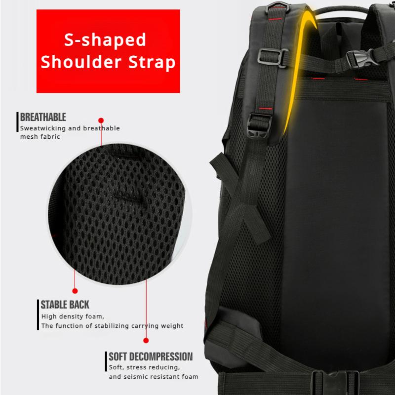 Рюкзаки большой емкости на открытом воздухе, 60 л/80 л. Износостойкая оксфордская дорожная сумка с двусторонней молнией. Унисекс. Спортивная сумка для отдыха. Сумка для багажа. Рюкзаки для студентов колледжа.