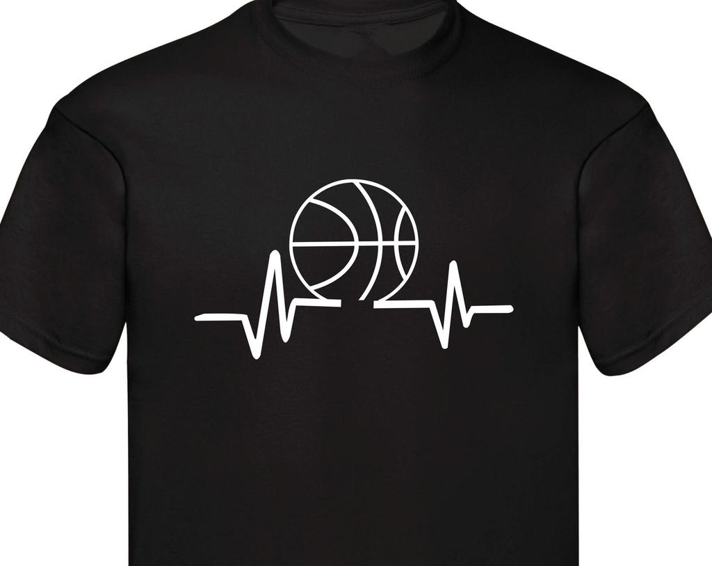 Basketball Heartbeat T-Shirt, Funny Sports T-Shirt, Outdoor Games Lover Basketball Team Volleyball Gift Family Presents Xmas Gift Tee Tops
