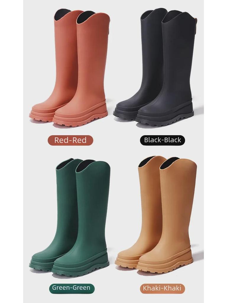 Женские водонепроницаемые высокие резиновые сапоги в японском стиле 2025 года: Модный, нескользящий, готовый к использованию на открытом воздухе, с плоским дном
