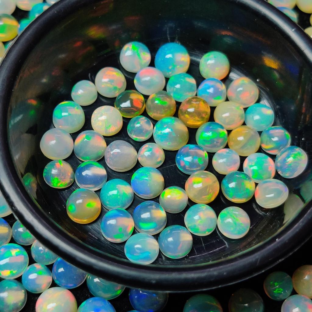 AAA Multi Fire высшего качества, 4 мм, круглая форма, натуральный эфиопский драгоценный камень кабошон огненного опала Welo, лечебный камень, свободный камень.