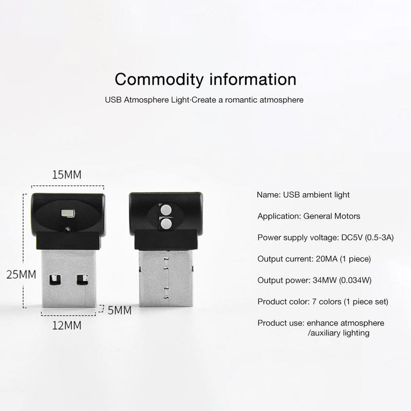 Мини USB светодиодный автомобильный светильник Автомобильный интерьерный атмосферный светильник Декоративная лампа Аварийное освещение ПК Авто Цветной свет Автомобильный аксессуар
