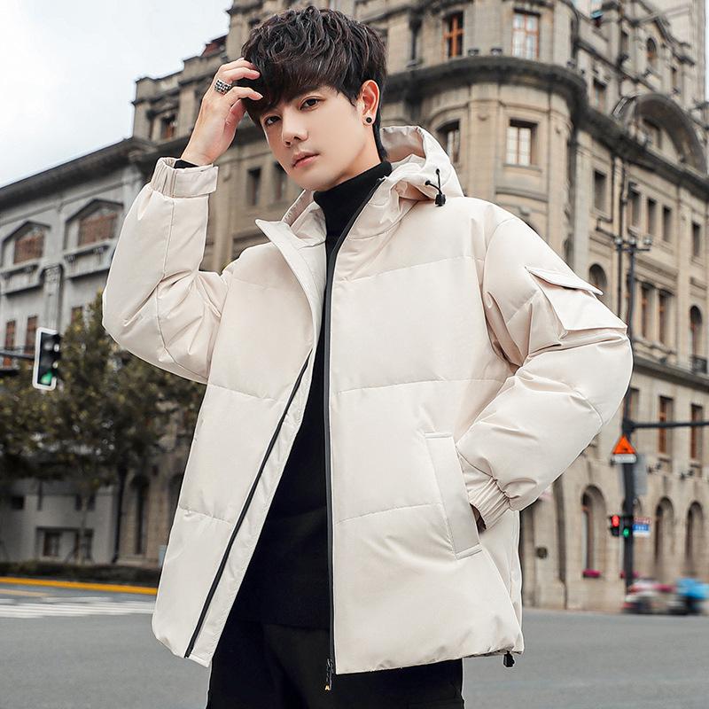 New Down Jacket Winter Thickened Hooded Men's Short Youth White Duck Down Warm Casual Trendy Coat