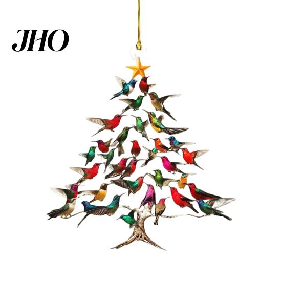 Acrylic Hummingbird Decoration Sparkling Christmas Ornament Double-Sided Colorful Design Special Tree Stack Winter Bird Xmas Decor Holiday Accessory