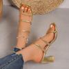 New Hot-selling Comfortable Solid Color Decorative Thick Heel Comfortable and Versatile Beach Woven Women's Shoes