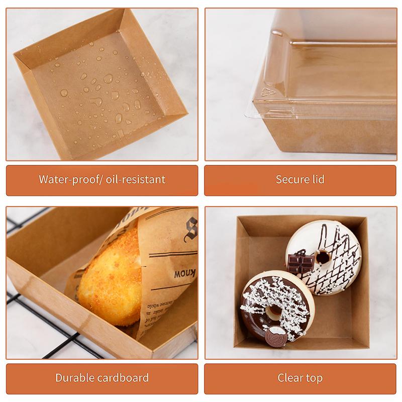 5/10pcs Kraft Paper Cake Dessert Donut Box Cookie Sandwich Food Containers Wedding Birthday Party Supplies Christmas Home Decor