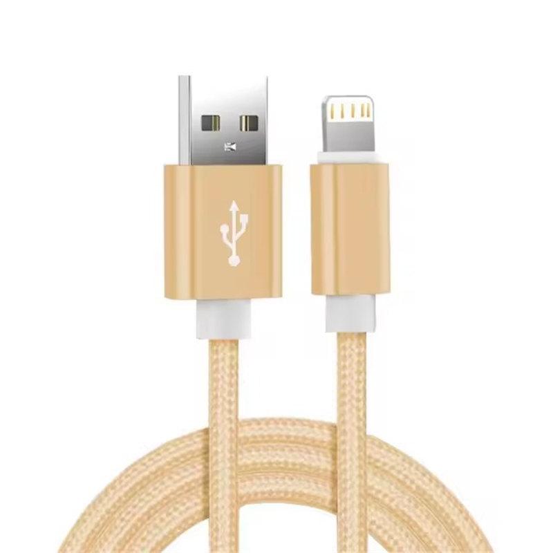 Металлический нейлоновый оплетенный USB-кабель для зарядки iPhone 14 8 7 6S Plus X XR XS 11 12 13 Pro Max iPad 9 Кабель для быстрой зарядки и передачи данных 1 м 2 м 3 м