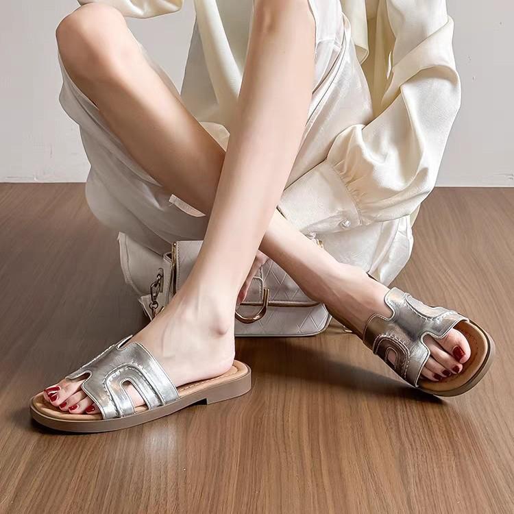 Spot~ Wear Soft-soled Cool Slippers with One Foot In the Summer of 2025, the New Fairy Style with Skirt Beach Cool Slippers