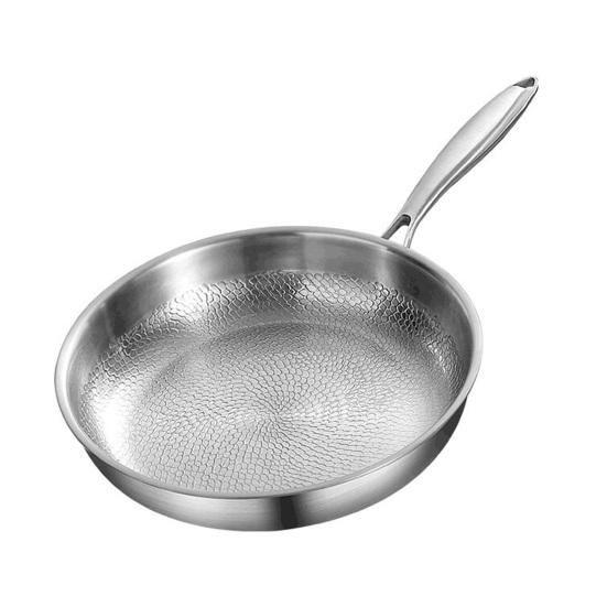 Titanium Frying Pan with Lid Scratch-Resistant Skillet Non-Stick Hammered Cookware for Gas Electric Induction Stoves Healthy Cooking Essential