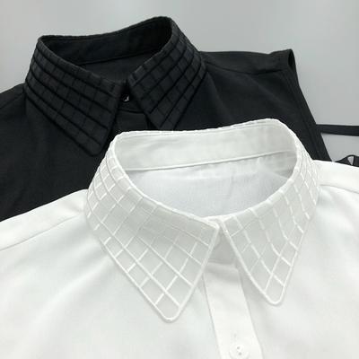 Grid Chiffon Shirt Fake Collar for Womens Shirt Detachable Decorative Collar for Sweater Blouse Bottoming False Collar