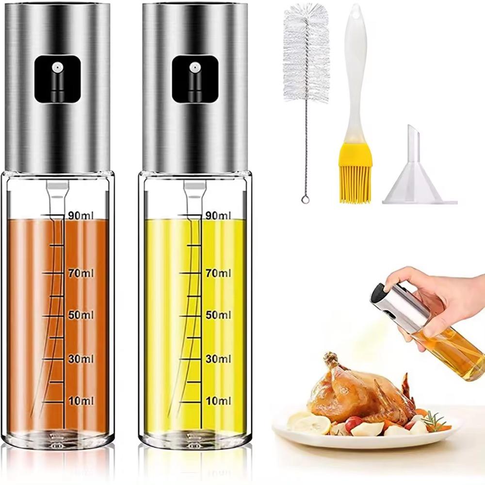 Creative Glass Spray Oil Kettle Oil Spray Bottle Atomizing Seasoning Bottle Press Type Spray Oil Bottle