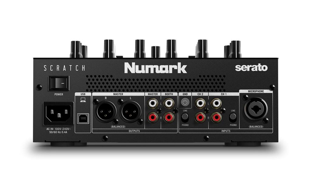 Numark DJ Mixer Scratch Style 2 Channels Serato DJ Pro Included DVS License Included Innofader Crossfader 6 Direct Access Effects Sound Quality Numark