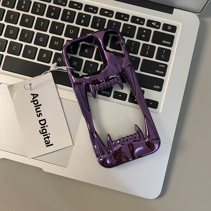 3D матовый чехол-клетка 'Клык тигра' для iPhone 16E 16 1 14 Plus 13 12 11 Pro Max, противоударный, с покрытием, мягкий