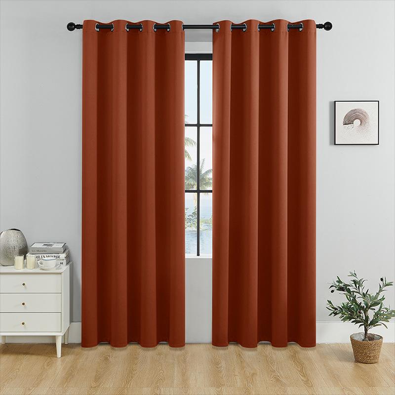 Solid Colour Curtains Living Room Bedroom Full Blackout Sunscreen High Precision Perforated Blackout Modern Minimalist Curtains