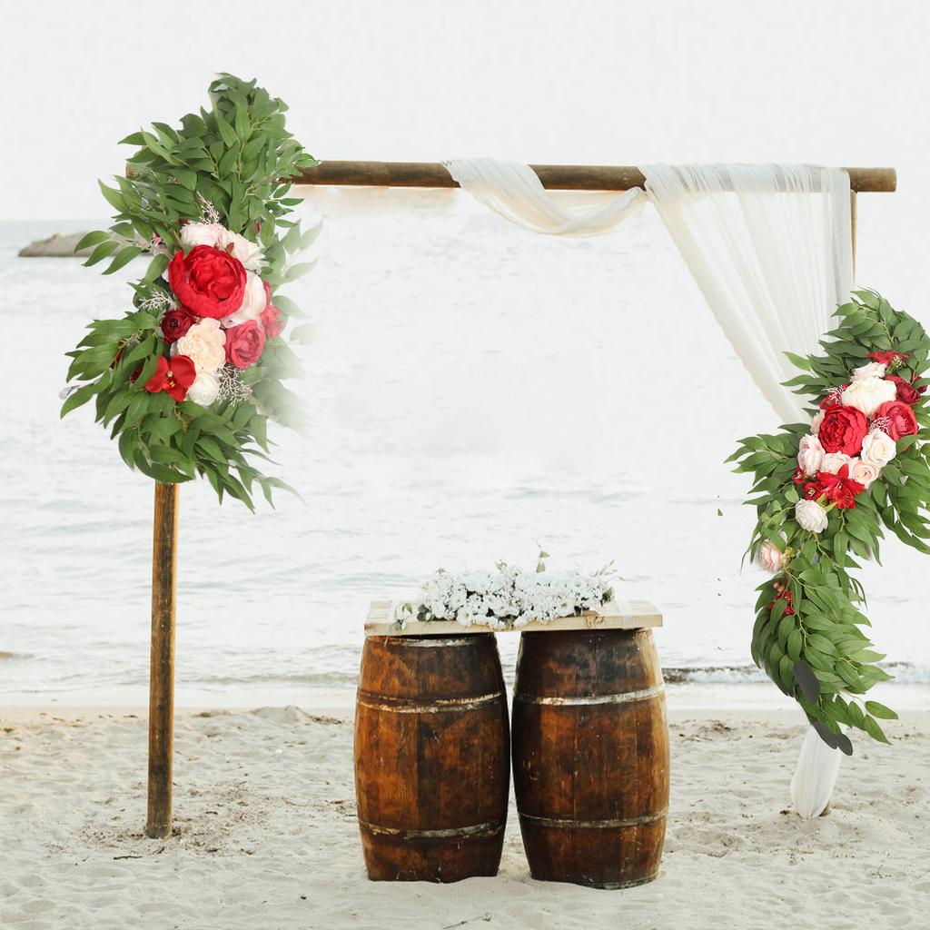 Свадебная арка цветы красная шелковая ткань яркий цвет широко используемый искусственный цветок гирлянда