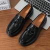 Men's Loafers New British Style Business Dress Glossy One-pedal Big Head Shoes Thick Sole Heightening Casual Leather Shoes