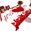 Elegant Heart-Shaped Red Rose Tablecloth Dining Table Waterproof Oil-Resistant Washable Rectangle Cover