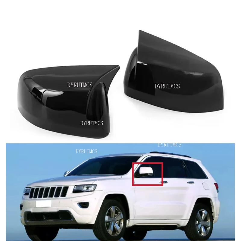 Car Rearview Side Mirror Cover Wing Cap For Jeep Grand Cherokee 2011- Exterior Door Rear View Case Trim Sticker Carbon Fiber