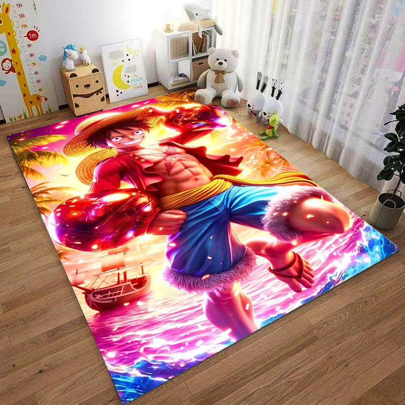 "Anime Pirate Character Carpet with Fiery Tropical Style Background" Suitable for use as an anti-slip for living room bedroom sofas