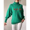 Women's Autumn and Winter Pure Color Simple Love Painted Turtleneck Sweater