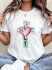2026 Spring Summer Women Christian Faith Graphic Tee Crewneck Short Sleeve God Is Good All The Time Cross Heart Print Graphic