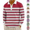 Men's Casual Striped Print Button-Up Long-Sleeve Tops