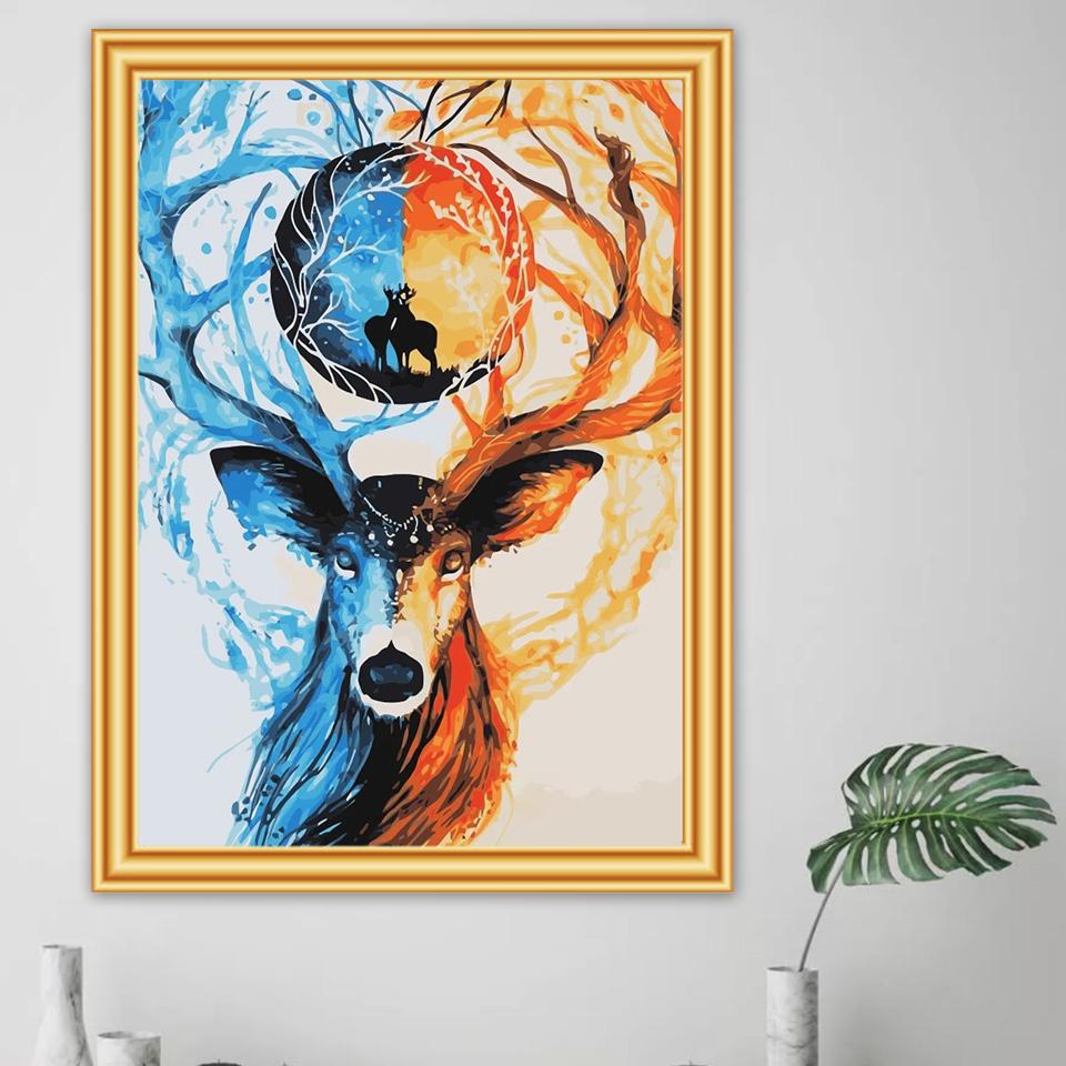 5D DIY Алмазная картина Олень Цвет Животное Вышивка Крестом Полная Алмазная Вышивка Мозаика Искусство Картина Стразы Декор Подарок