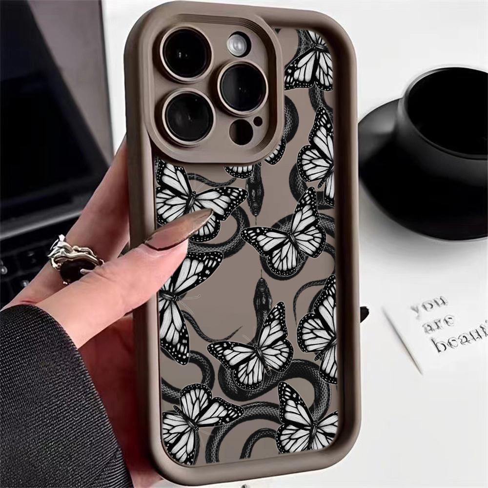 LZ5 Butterfly Black Gold Snake силиконовый чехол для телефона Infinix Smart9 Hot 40i Tecno Camon 20 Moto G22 G30 OnePlus Google Pixel 9 противоударный задний чехол