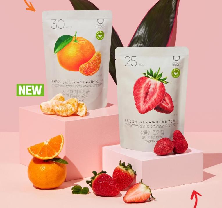 Delight Project Fruit Chips 4-Flavor Vegan Dessert (Strawberry / Apple / Jeju Tangerine / Daily Fruit)