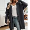 Hooded Sweater Jacket Women's Single Breasted Knitted Cardigan Solid Color Long Sleeved Coat Thick Warm Oversize Sweater Autumn Winter