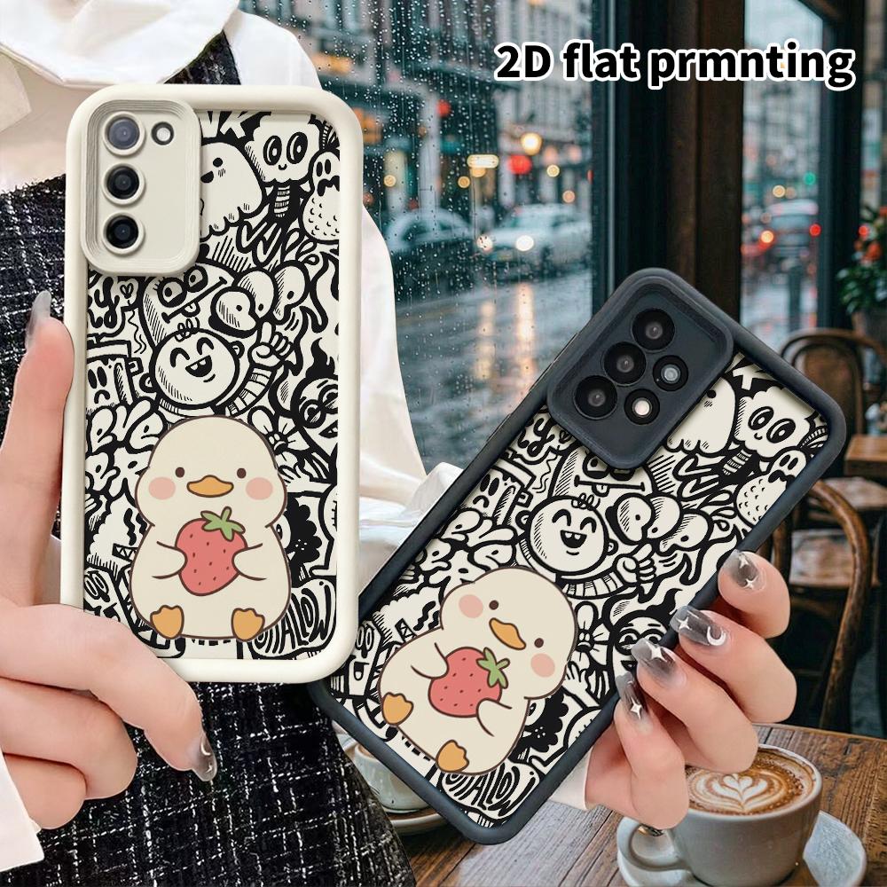 Phone case: 2D flat Samsung Galaxy A34 A35 M05 M06 S20 S22 S21 FE Plus 5G protective case, little white duck, Christmas and Halloween gift