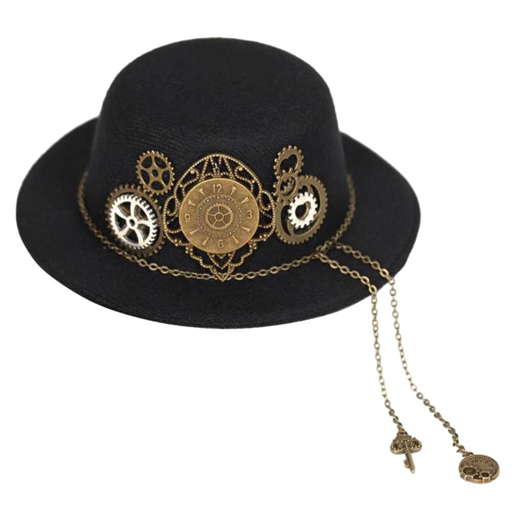 Steam Mini Top Hat Gothic Vintage Design Head Gear Metal Gears and Chain Fedoras Costume Accessories